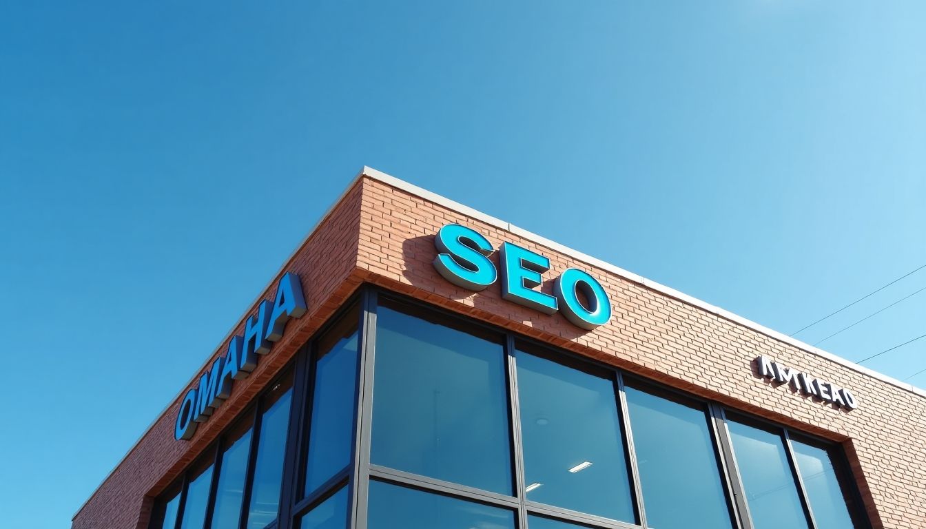 Building in Omaha with 'Omaha SEO' sign.