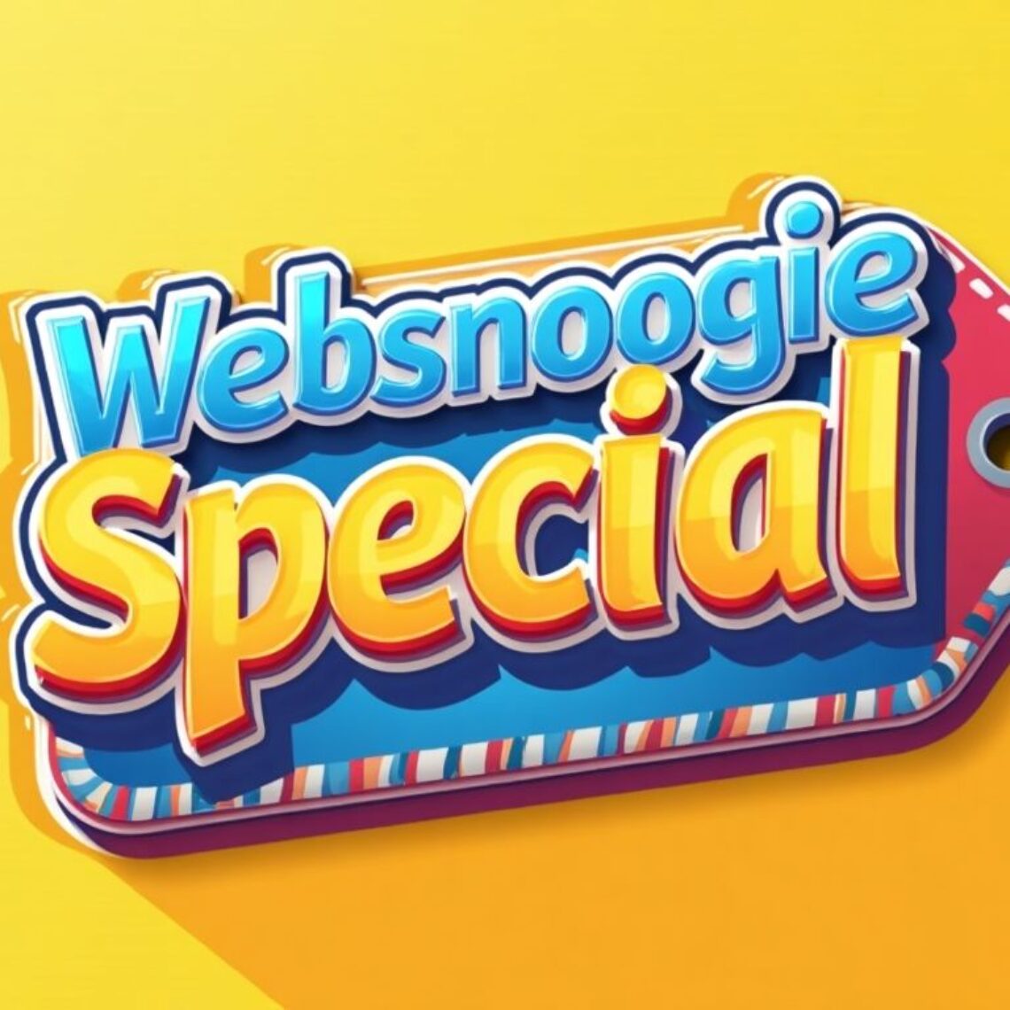 Price tag labeled 'Websnoogie Special' in bright colors.