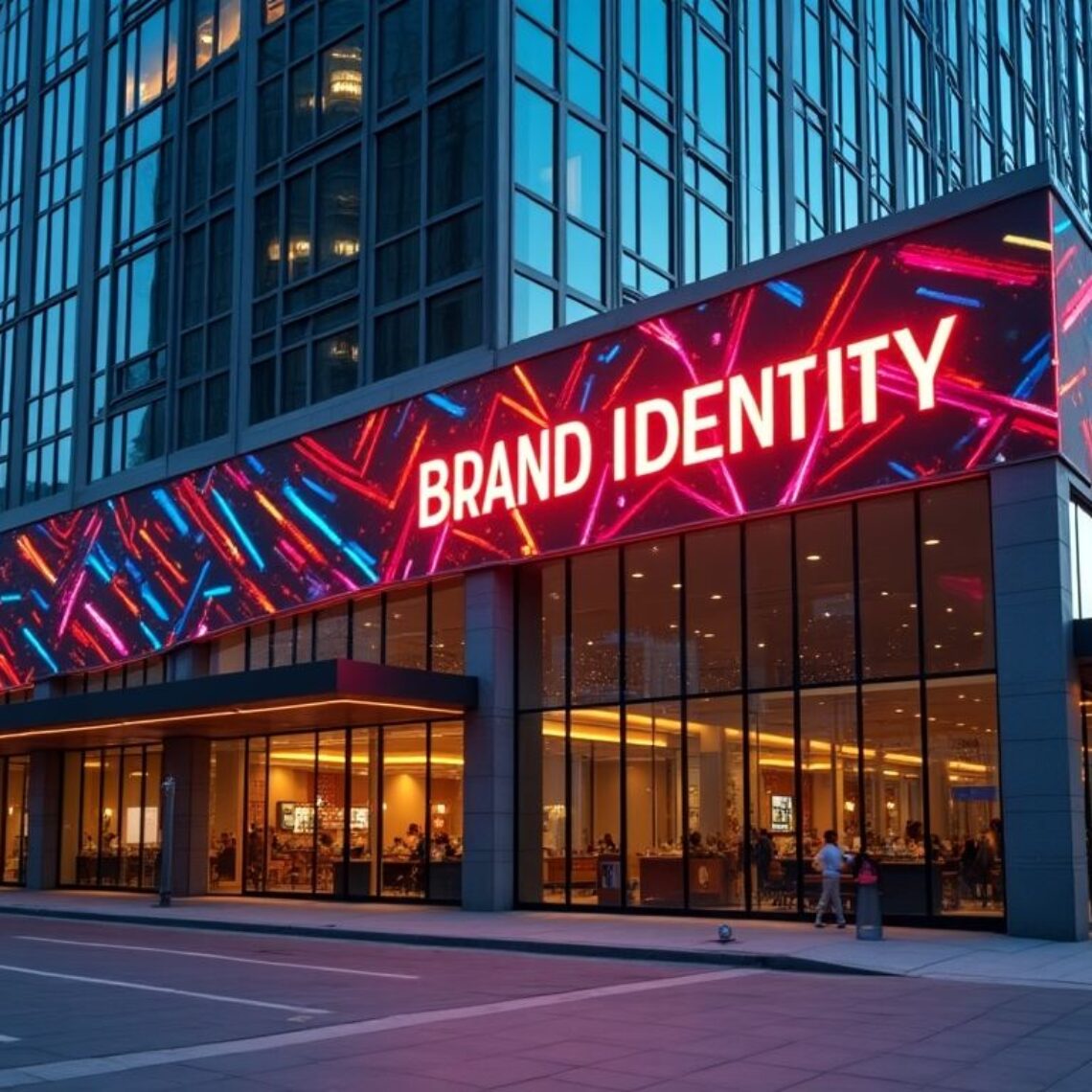 Omaha building with a sign saying 'Brand Identity'.