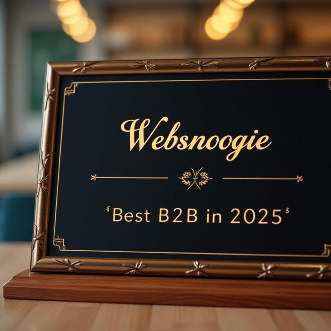 Plaque for Websnoogie Best B2B award 2025.